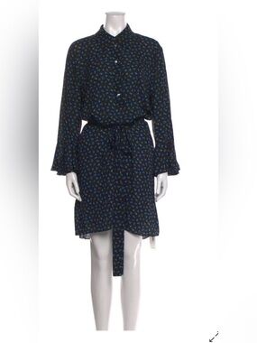 Michael Kors Collection Silk Shirt Dress Floral Tie Waist SZ 14 NWOT